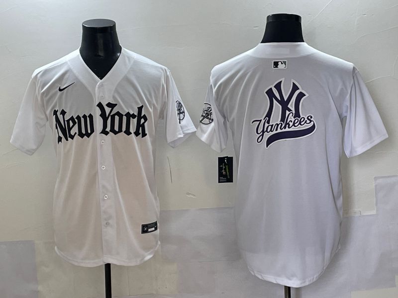Men 2025 New York Yankees Blank White Five generations Joint Name Nike MLB Jersey style 61